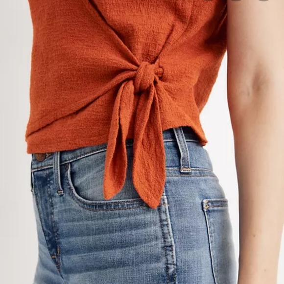 Madewell Textured Wrap Top with Side Tie - Picture 3 of 8